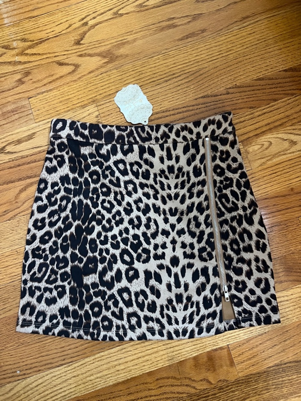 Altar'd State Leopard Print Mini Skirt - Black & Cream with Zip